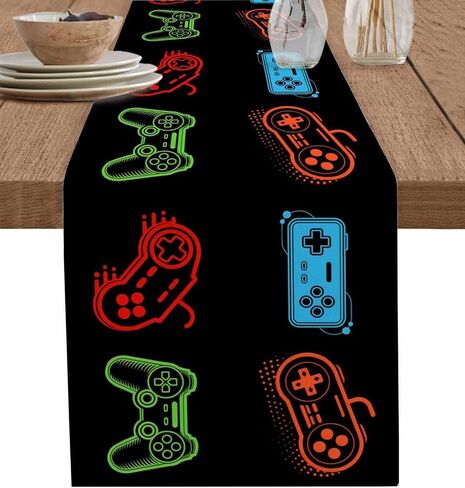 Video Game Table Runner Coffee Table Runners, Colorful Video Game Handle Black Dining Table Runner Dresser Scarves for Kitchen Wedding Party Holiday Outdoor, Rectangle 13x70 Inch in Saudi Arabia