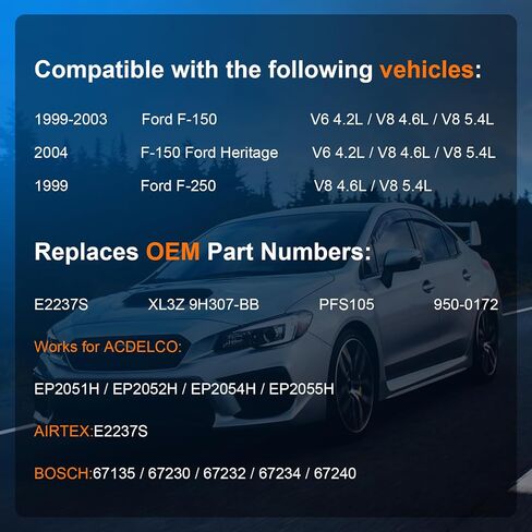 مجموعة مضخة الوقود الكهربائية متوافقة مع 1999 2000 2001 2002 2003 2004 Ford F150 F-150 F250 F-250 (4.2L 4.6L 5.4L) ، يتضمن 2004 F-150 Heritage ، يحل محل E2237S in Kuwait