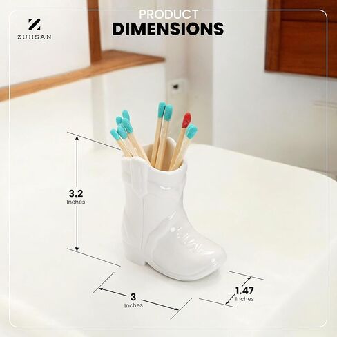 Cowboy Boot Match Holder With Striker for decorative matchsticks Ceramic Cowgirl Boot Decor Aesthetic Small Cute Matchstick Box Western Decorative Mini Matchesboxes For Bathroom Fireplace (Pink) in Saudi Arabia