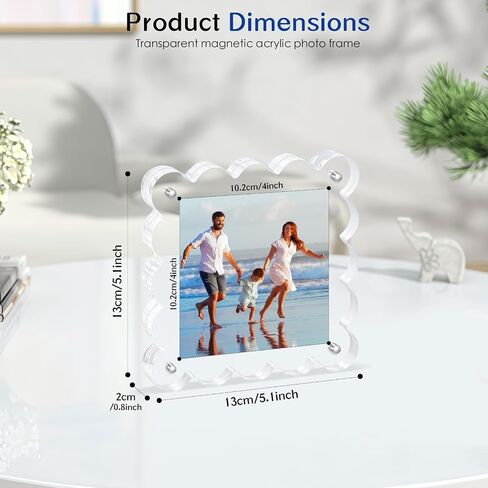 6Pack Acrylic Magnetic Photo Frame 5x7 Inch - Sleek Scalloped Design, 10+10mm Thick Crystal Clear Block, Freestanding Double-Sided Magnet |Trendy Home Gift (6 Pack, 5X7) in Saudi Arabia