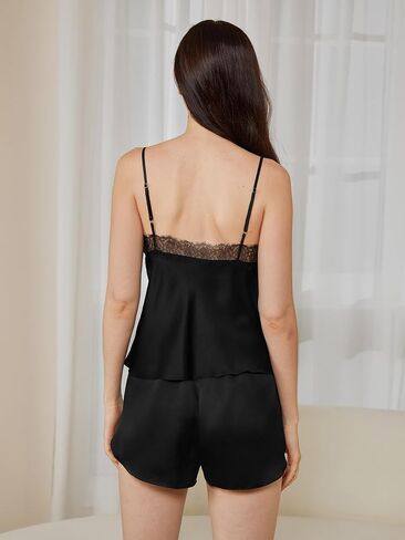 Mommesilk Splice Silk Camisole for Women 100% Silk Cami Pajama Top Lingerie Tank Tops for Ladies Summer Cool in Kuwait