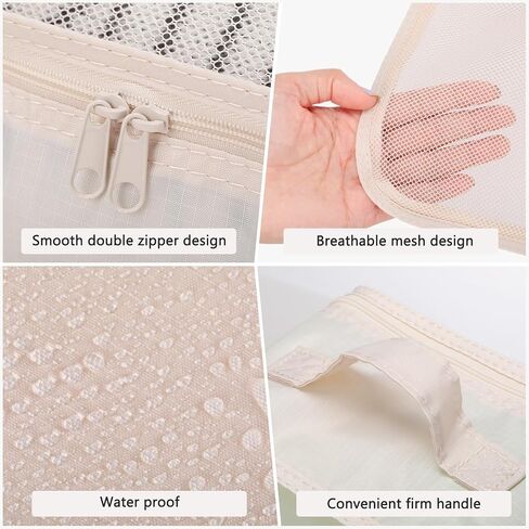 Reginary 1 Pack 6 Set Travel Packing Cubes Luggage Organizer Set Lightweight Suitcase with Shoe Bag for Clothes Toiletries (Beige) in Saudi Arabia