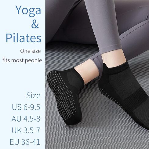 Meliya 4 Pairs Pilates Socks Grip Socks for Women, Non-Slip Yoga Sock for Yoga Barre Ballet Barefoot Workout Hospital in Saudi Arabia