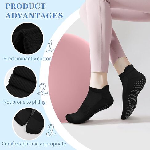 Meliya 4 Pairs Pilates Socks Grip Socks for Women, Non-Slip Yoga Sock for Yoga Barre Ballet Barefoot Workout Hospital in Saudi Arabia