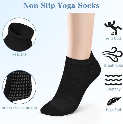 Meliya 4 Pairs Pilates Socks Grip Socks for Women, Non-Slip Yoga Sock for Yoga Barre Ballet Barefoot Workout Hospital in Saudi Arabia