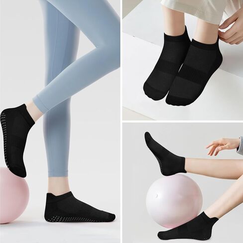 Meliya 4 Pairs Pilates Socks Grip Socks for Women, Non-Slip Yoga Sock for Yoga Barre Ballet Barefoot Workout Hospital in Saudi Arabia