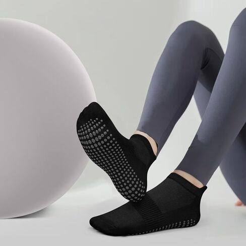Meliya 4 Pairs Pilates Socks Grip Socks for Women, Non-Slip Yoga Sock for Yoga Barre Ballet Barefoot Workout Hospital in Saudi Arabia