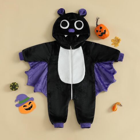 Eadrioss Bat Costume for Toddler Baby Boy Girl Halloween Costumes Warm Hooded Bat Clothes Toddler Halloween Clothes 2 3 4 5t in Saudi Arabia