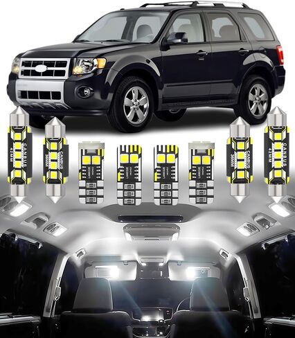BMT XMS CAR CAR INTERIOR LED PRASEMENT Ford Escape 2008-2012،6000K Super Bright Light Package ، 13pcs in Kuwait