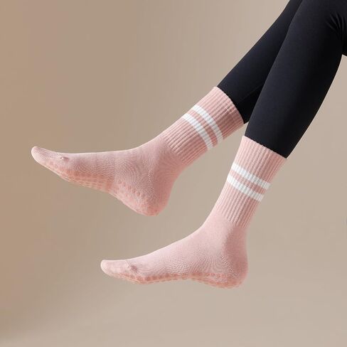 Yoga Socks with Non-Slip Grips for Women - 4 Pairs Pilates, Barre, Gym, Dance Workout Anti-Skid Socks in Saudi Arabia