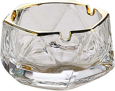 Crystal Glass Ashtrays Heavy Duty Indoor & Outdoor Ashtray for Men, Beautiful and Classic Diamond Ash tray, Home Office Desktop Tabletop Decoration, Stylish Smoking Accessory (Clear, Large) in Saudi Arabia