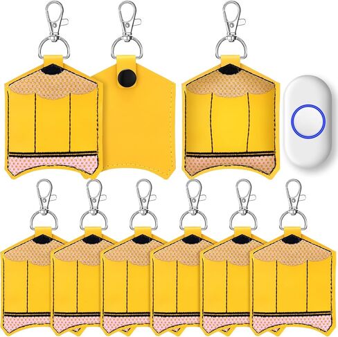 6 Pcs Classroom Doorbell Holder for Teachers Lanyard, PU Leather Class Bell Keychain Case for Back to School Gift(Crayon, Pencil, Rainbow, Book) in Saudi Arabia