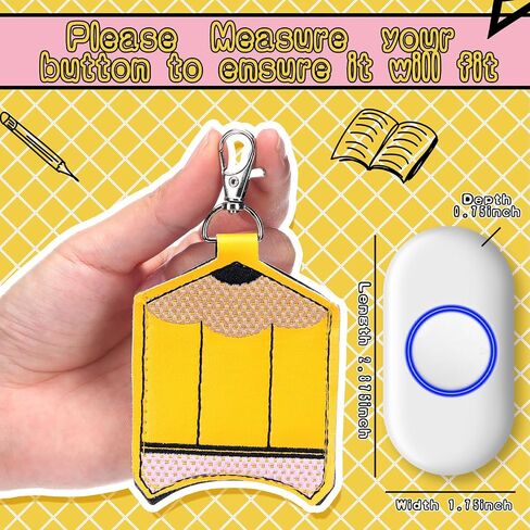 6 Pcs Classroom Doorbell Holder for Teachers Lanyard, PU Leather Class Bell Keychain Case for Back to School Gift(Crayon, Pencil, Rainbow, Book) in Saudi Arabia