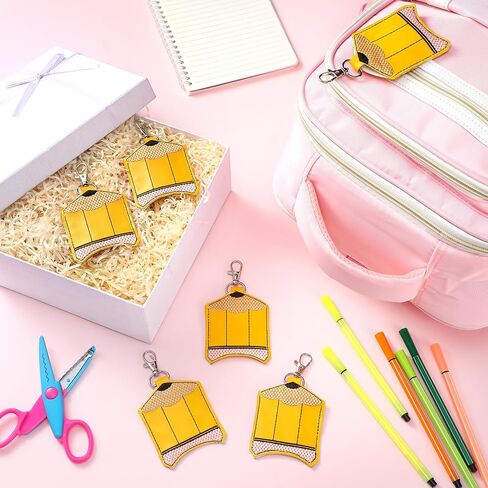 6 Pcs Classroom Doorbell Holder for Teachers Lanyard, PU Leather Class Bell Keychain Case for Back to School Gift(Crayon, Pencil, Rainbow, Book) in Saudi Arabia