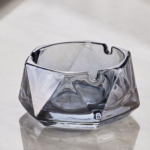 Crystal Glass Ashtrays Heavy Duty Indoor & Outdoor Ashtray for Men, Beautiful and Classic Diamond Ash tray, Home Office Desktop Tabletop Decoration, Stylish Smoking Accessory (Clear, Large) in Saudi Arabia