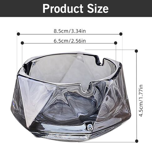 Crystal Glass Ashtrays Heavy Duty Indoor & Outdoor Ashtray for Men, Beautiful and Classic Diamond Ash tray, Home Office Desktop Tabletop Decoration, Stylish Smoking Accessory (Clear, Large) in Saudi Arabia