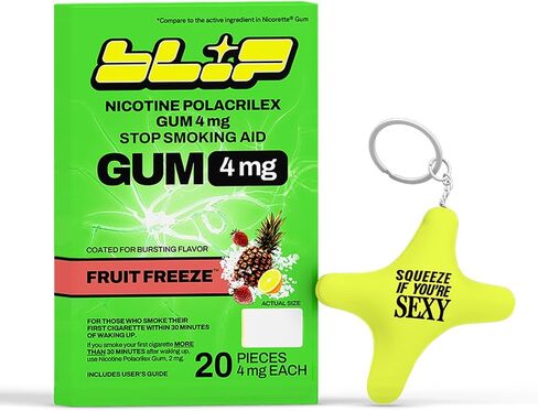 NRT Nicotine Gum and Stress Star by Blip - 4mg Fruit Freeze (20 Count) - Help Quit Smoking Aid, Reduce Cravings - Nicotine Replacement, Stress Star Distraction Tool (Colors May Vary), FSA/HSA Eligible in Kuwait