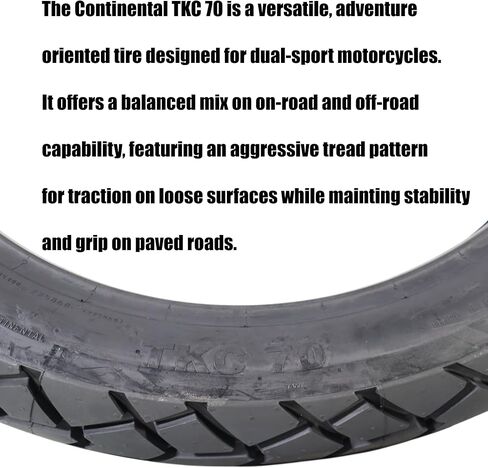 Continental TKC 70 Motorcycle Tyre-إطار جاهز للمغامرة للاستخدام على الطرق الوعرة على الطرق الوعرة والخفيفة-متينة ، متعددة الاستخدامات ، وعالية الأداء (120/70 R19 170/60 R17 72S) in Kuwait
