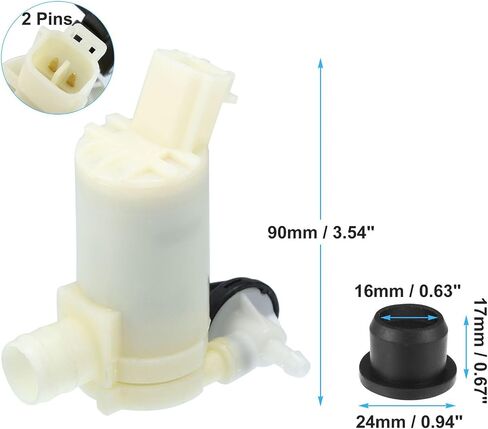 Piece of 1 Car Windshield Washer Motor Pump Replacement Plastic,Metal,Rubber Black,White 16.5mm / 0.65"(D)-Dimension 94G-NET Weight 76806SMAJ02 76806SMAJ01 PO1CWWMPRFFHCV in Saudi Arabia