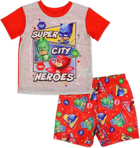 PJ Masks Pajamas for Boys, 2-Piece Shirt and Shorts Set, Red, Toddler Size 3 in Saudi Arabia