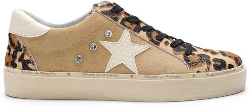Mi.iM Gaby Rubber Sole Lace-up Snake Print Suede Star Sneakers in Kuwait