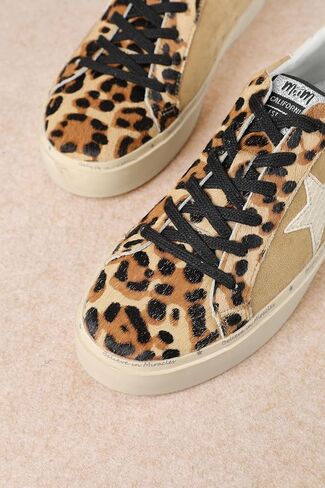 Mi.iM Gaby Rubber Sole Lace-up Snake Print Suede Star Sneakers in Kuwait