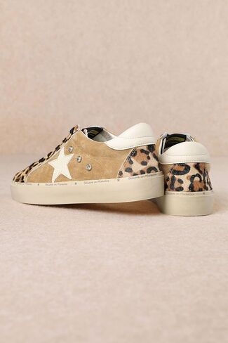 Mi.iM Gaby Rubber Sole Lace-up Snake Print Suede Star Sneakers in Kuwait