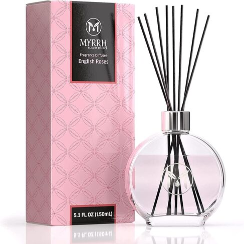 Lavender Blossom Scented Reed Diffuser Set with 8 Rattan Diffuser Sticks, 150 ml, All Natural Air Freshener, Long-Lasting Diffusers at Home - MyrrhUSA in Saudi Arabia