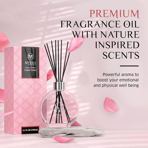 Lavender Blossom Scented Reed Diffuser Set with 8 Rattan Diffuser Sticks, 150 ml, All Natural Air Freshener, Long-Lasting Diffusers at Home - MyrrhUSA in Saudi Arabia