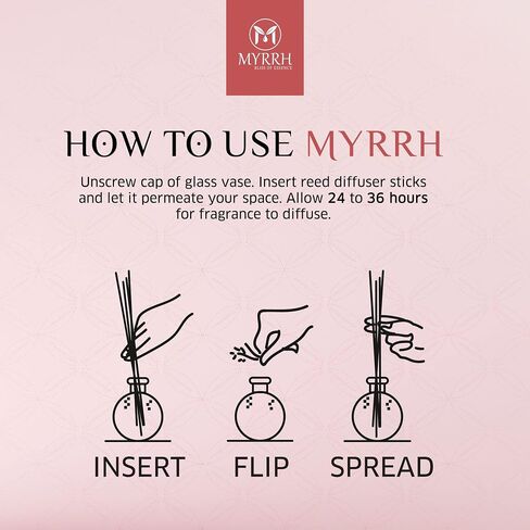 Lavender Blossom Scented Reed Diffuser Set with 8 Rattan Diffuser Sticks, 150 ml, All Natural Air Freshener, Long-Lasting Diffusers at Home - MyrrhUSA in Saudi Arabia