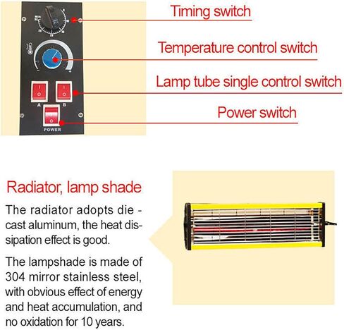 مصباح طلاء خبز قصير الموجة - 1050W + 1050W مصباح للخبز لرذاذ السيارات وإصلاح الجسم in Kuwait