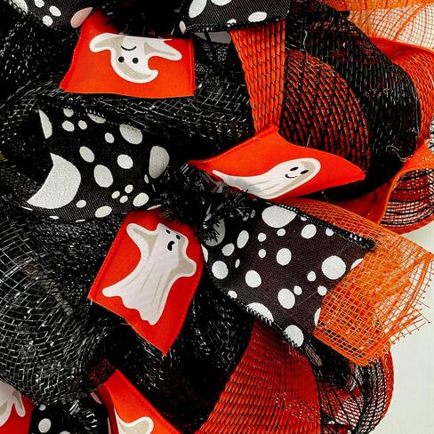 Hey Boo Halloween Ghost Handmade Wreath available in 24 inch and 28 inch diameters in Saudi Arabia