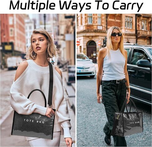 PVC Tote Bag for Women Letters Print Hobo Handbags Kraft Paper Shoulder Bag with Strap for Work Travel in Saudi Arabia