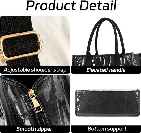 PVC Tote Bag for Women Letters Print Hobo Handbags Kraft Paper Shoulder Bag with Strap for Work Travel in Saudi Arabia