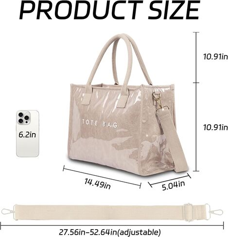 PVC Tote Bag for Women Letters Print Hobo Handbags Kraft Paper Shoulder Bag with Strap for Work Travel in Saudi Arabia