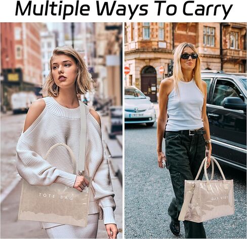 PVC Tote Bag for Women Letters Print Hobo Handbags Kraft Paper Shoulder Bag with Strap for Work Travel in Saudi Arabia