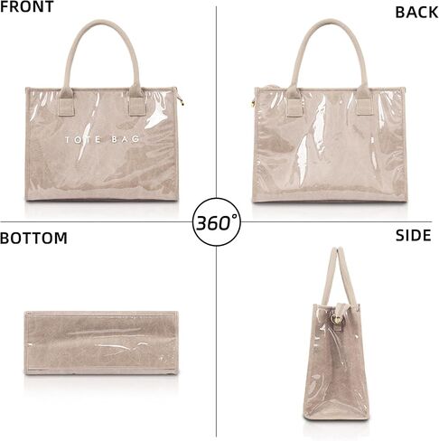 PVC Tote Bag for Women Letters Print Hobo Handbags Kraft Paper Shoulder Bag with Strap for Work Travel in Saudi Arabia