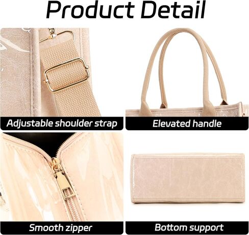 PVC Tote Bag for Women Letters Print Hobo Handbags Kraft Paper Shoulder Bag with Strap for Work Travel in Saudi Arabia