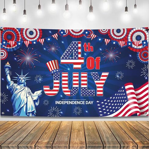 KatchOn, Happy 4th of July Banner - Large, 72x44 Inch | 4th of July Decorations for Home | July 4 Decorations Banner for Patriotic Decorations Outdoor | Fourth of July Banner, 4th of July Backdrop in Saudi Arabia