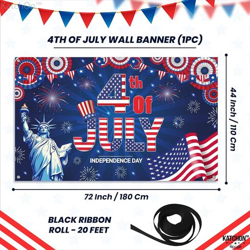 KatchOn, Happy 4th of July Banner - Large, 72x44 Inch | 4th of July Decorations for Home | July 4 Decorations Banner for Patriotic Decorations Outdoor | Fourth of July Banner, 4th of July Backdrop in Saudi Arabia