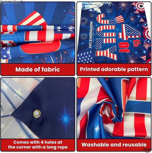 KatchOn, Happy 4th of July Banner - Large, 72x44 Inch | 4th of July Decorations for Home | July 4 Decorations Banner for Patriotic Decorations Outdoor | Fourth of July Banner, 4th of July Backdrop in Saudi Arabia