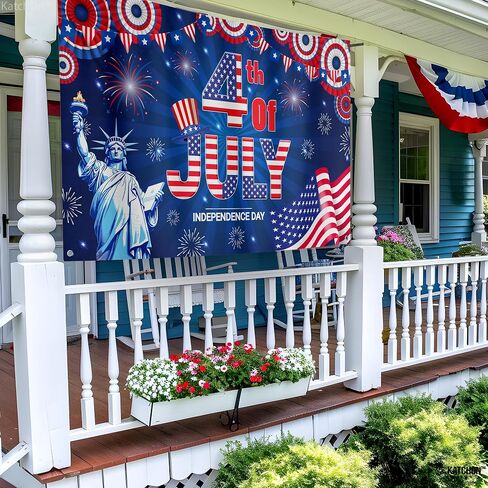 KatchOn, Happy 4th of July Banner - Large, 72x44 Inch | 4th of July Decorations for Home | July 4 Decorations Banner for Patriotic Decorations Outdoor | Fourth of July Banner, 4th of July Backdrop in Saudi Arabia