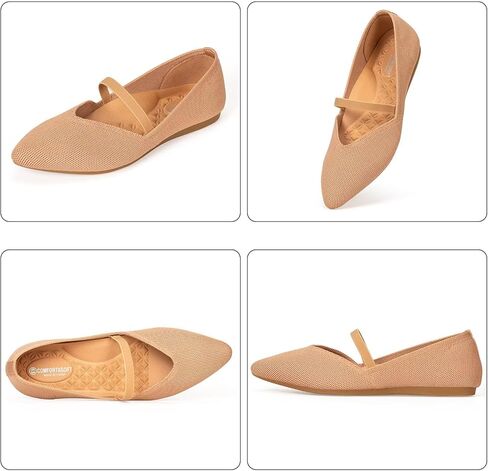 Frank Mully Womens Flats with Straps Pointed Toe Flat Shoes Low Wedge Heel Comfortable Arch Support Flats for Women in Saudi Arabia