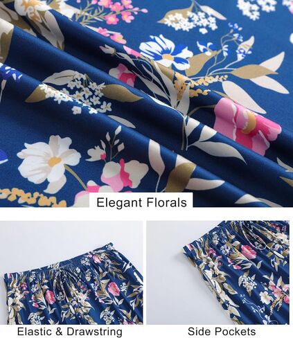 Vozanet 3 Pack Women Plus Size Capri Pajama Pants Sets Drawstring Pj Bottoms Casual Lounge with Pockets XL to 5XL in Kuwait