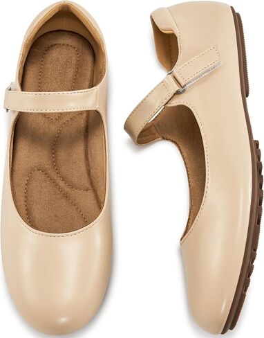 Ablanczoom Mary Jane Flats for Women: Dressy Round Toe Ankle Strap Ballet Flats Comfortable Dress Shoes for Work Office Business in Kuwait