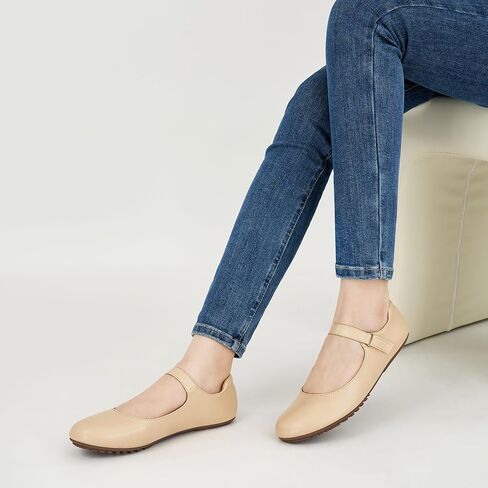Ablanczoom Mary Jane Flats for Women: Dressy Round Toe Ankle Strap Ballet Flats Comfortable Dress Shoes for Work Office Business in Kuwait