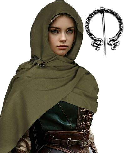 Cloak with Hood Men Women Medieval Linen Cotton Hooded Cowl Shawl Scarf Cape Renaissance Cloak Vintage Costume in Kuwait