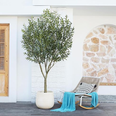 شجرة الزيتون الاصطناعية 6 أقدام - أشجار الزيتون المزيفة الكبيرة الداخلية بأوراق الحرير 1676 ، نبات فو في الهواء الطلق مع مقاومة للأشعة فوق البنفسجية لغرفة المعيشة ، المكتب ، الفناء ، ديكور المنزل ، VN157 in Kuwait