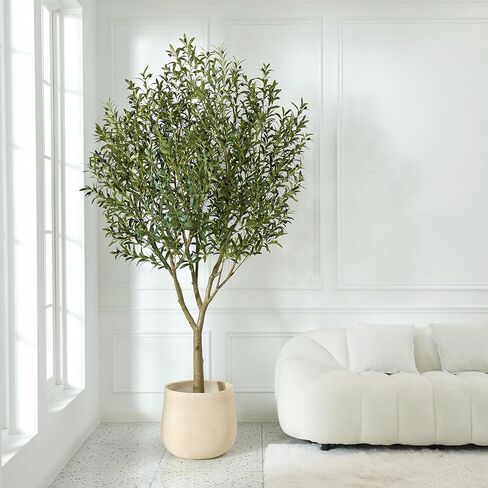 شجرة الزيتون الاصطناعية 6 أقدام - أشجار الزيتون المزيفة الكبيرة الداخلية بأوراق الحرير 1676 ، نبات فو في الهواء الطلق مع مقاومة للأشعة فوق البنفسجية لغرفة المعيشة ، المكتب ، الفناء ، ديكور المنزل ، VN157 in Kuwait