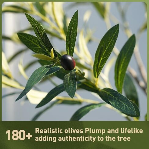 شجرة الزيتون الاصطناعية 6 أقدام - أشجار الزيتون المزيفة الكبيرة الداخلية بأوراق الحرير 1676 ، نبات فو في الهواء الطلق مع مقاومة للأشعة فوق البنفسجية لغرفة المعيشة ، المكتب ، الفناء ، ديكور المنزل ، VN157 in Kuwait